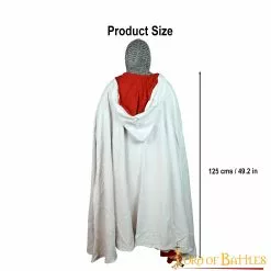 Cruzado Medieval Capa De Algodón Con Capucha -Armadura Ventas size 12 1