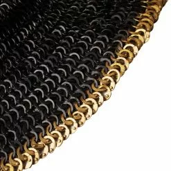 Mythrojan Remachado Chainmail Standard "The Red Knight Gorget" : 6mm Flat Ring Round Rivets (Alt) With Sturdy Red Padded Lining And Solid Brass Closing System -Armadura Ventas white background photos 0003 Group 3 copy